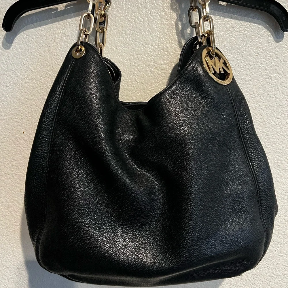 MICHAEL KORS Fulton Hobo Black Leather‎ Shoulder Bag